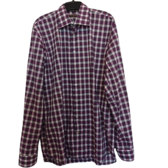 Jack Lipson Signature Shirt  Flip Cuff Paisley Plaid Eclectic Size: 16.5 - Picture 1 of 10